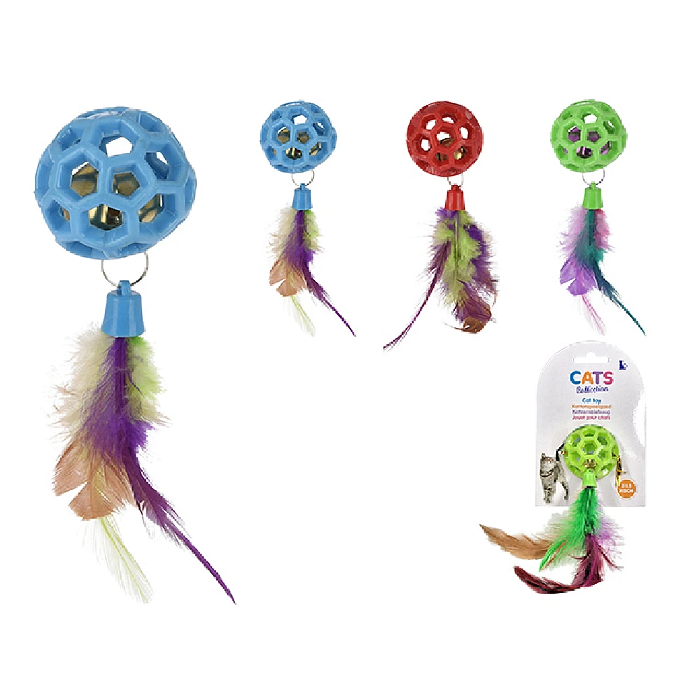 Jucărie pentru pisici Cats - Minge cu pene, 4,5cm