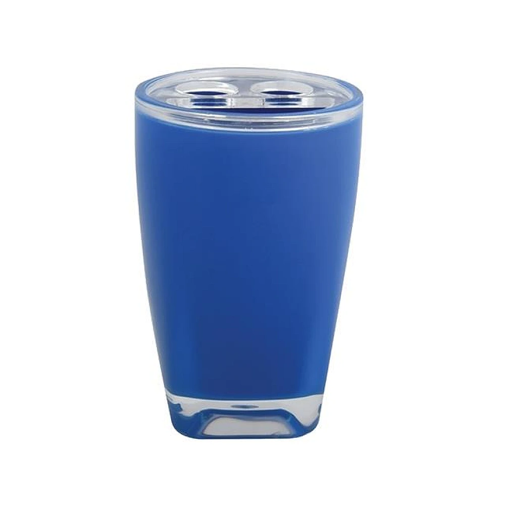 Pahar pentru periute de dinti cu capac MSV Tahiti, albastru, din plastic