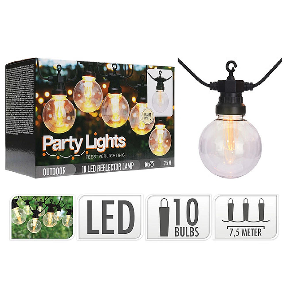 Ghirlanda luminoasa 10LED alb 7.5m, G80, D8cm