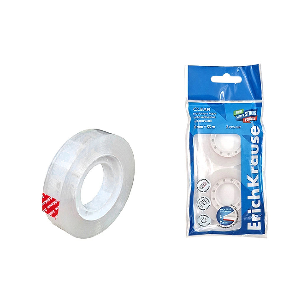 Set banda adeziva 2buc 33mX12mm ErichKrause Clear, transparent