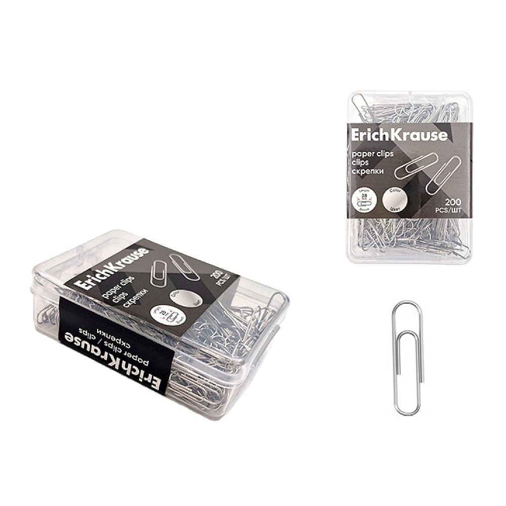 Clame metal 200 buc, ErichKrause, cutie plastic