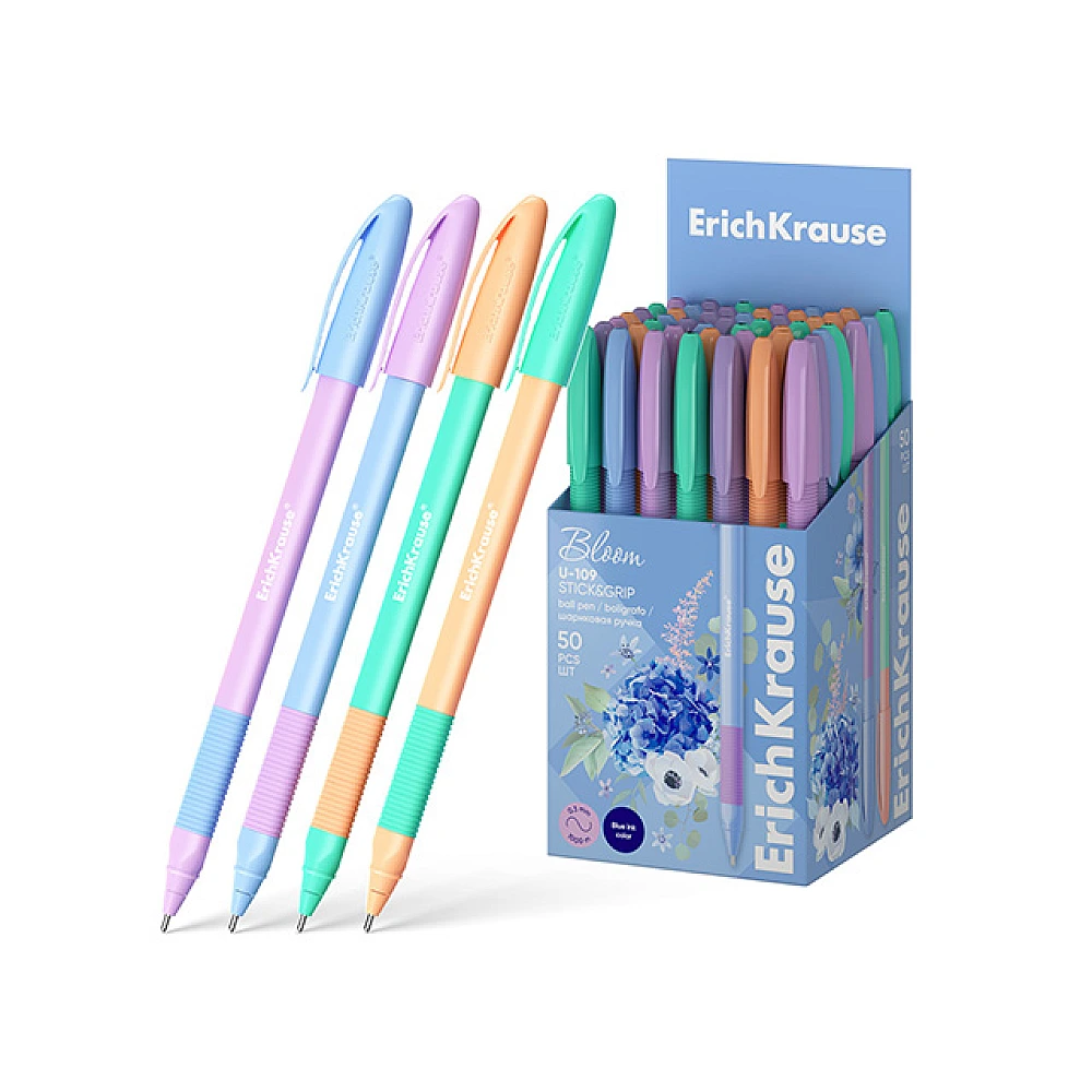 Pix cu bila ErichKrause U-109 Stick&Grip Pastel Bloom, 1 mm, albastru