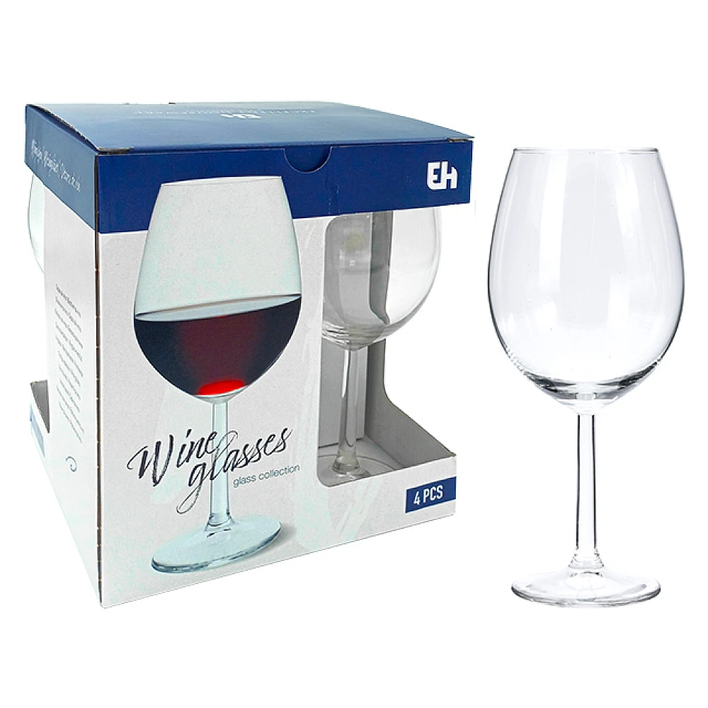 Set 4 pocale pentru vin rosu EH, 580ml, 21сm