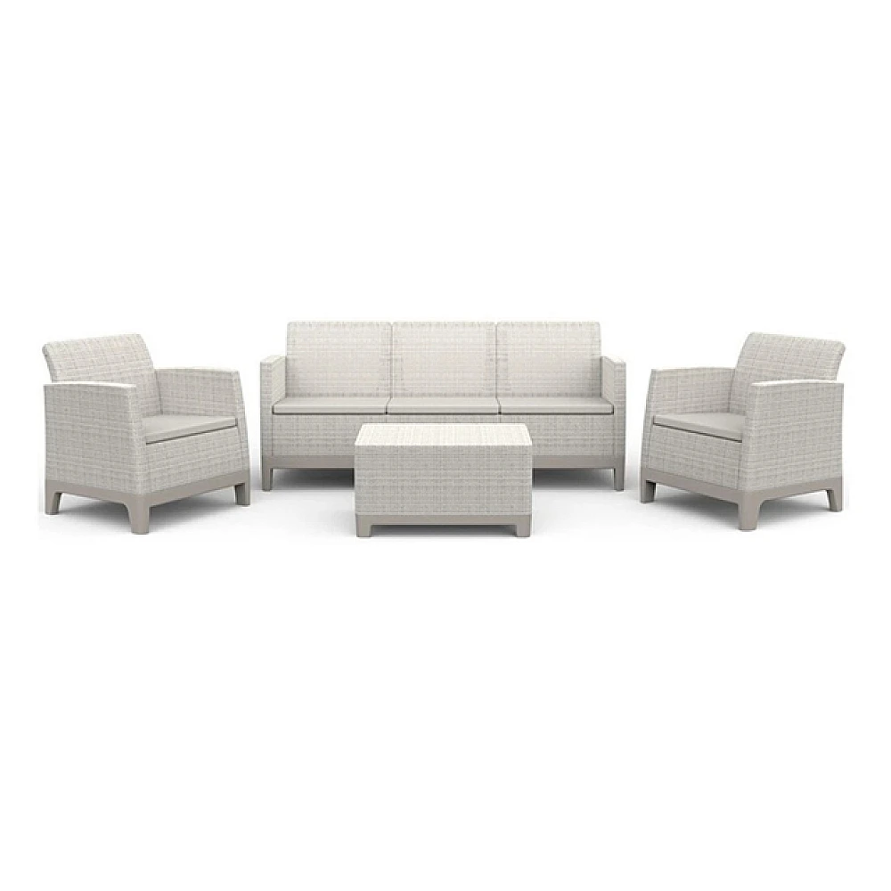 Set mobilier Scandi Forma 4unitati: masa 52X40X75cm,2 fotoli 68X77.5X68cm,canape, gri/soft bej