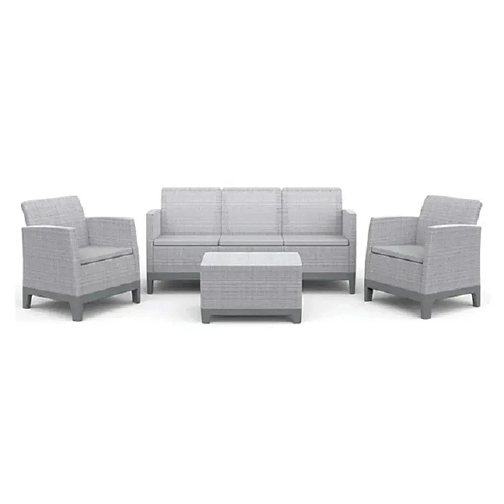 Set mobilier Scandi Forma 4 unitati: masa 52X40X75 cm, 2 fotoli 68X70X78 cm, canapea, gri deschis
