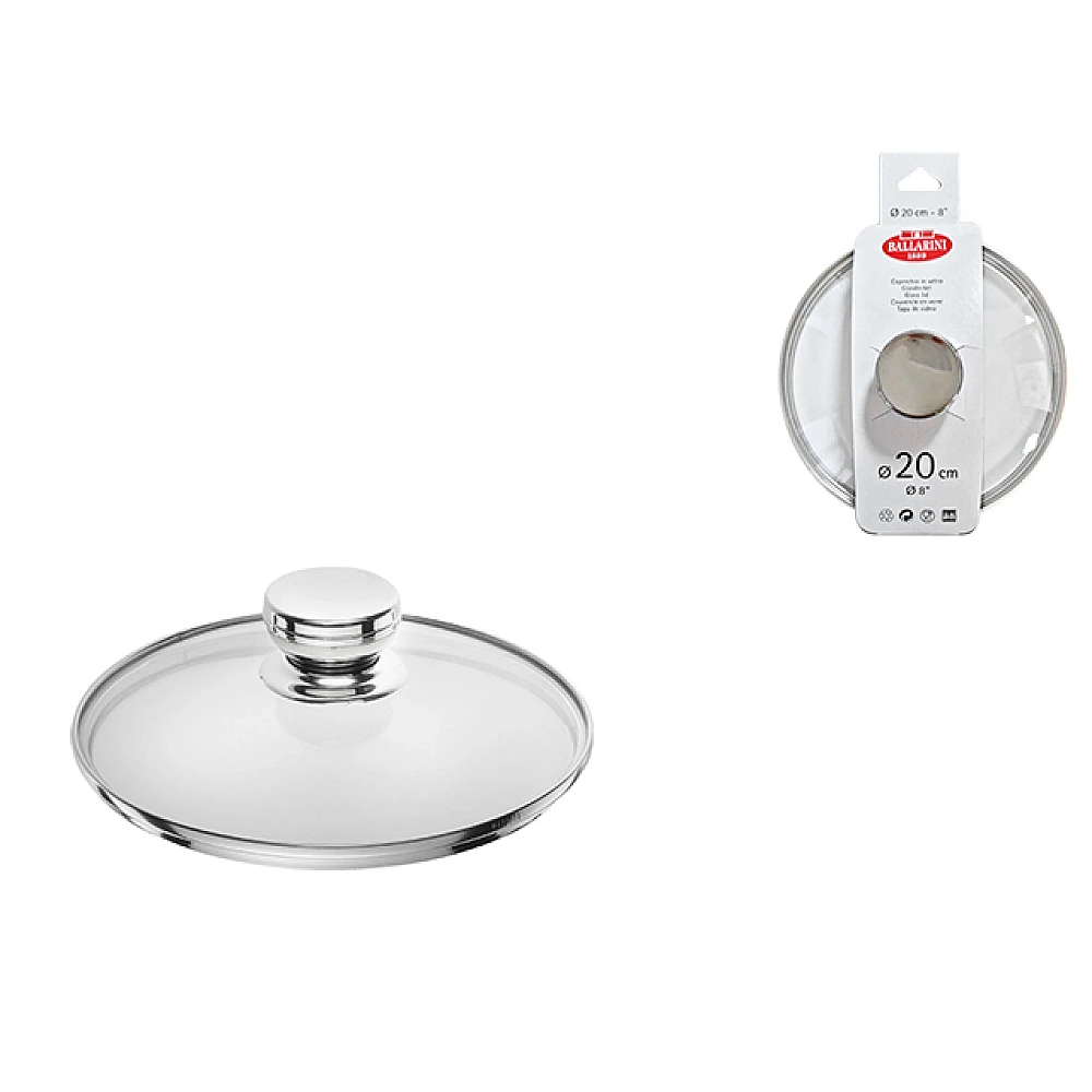 Capac din sticla cu gaura pentru aburi 20сm Ballarini 