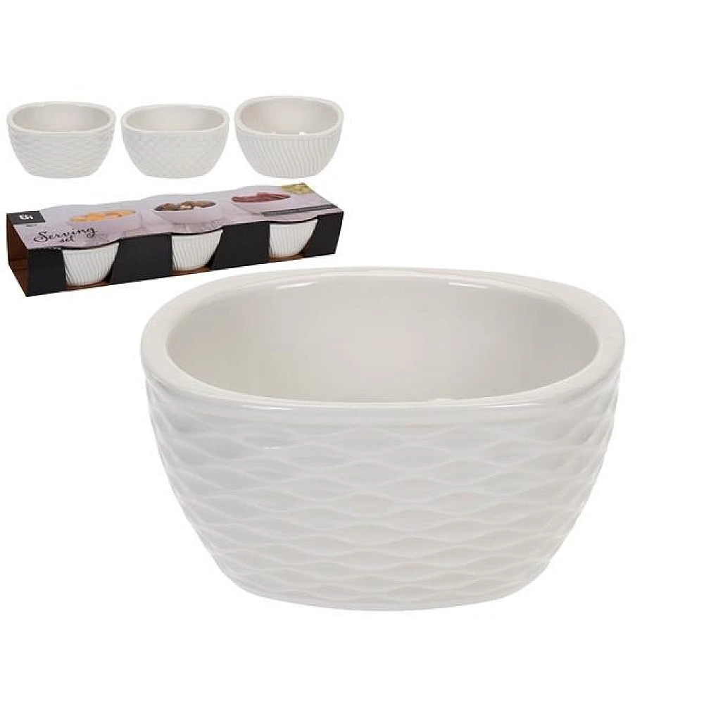 Set pentru aperitiv EH, 3 boluri, 9.5X4.5cm, portelan