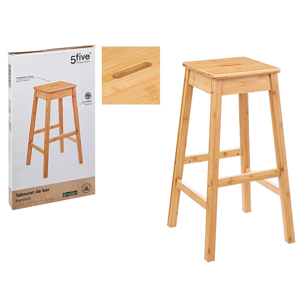 Scaun de bar 5Five 41.5X41.5X72cm, bambus