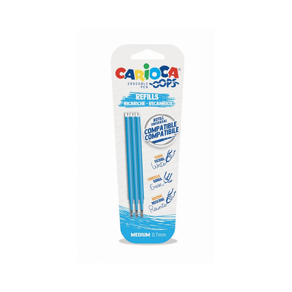 Set rezerve cu gel care se sterge pentru pix Carioca Oops 3buc, albastru