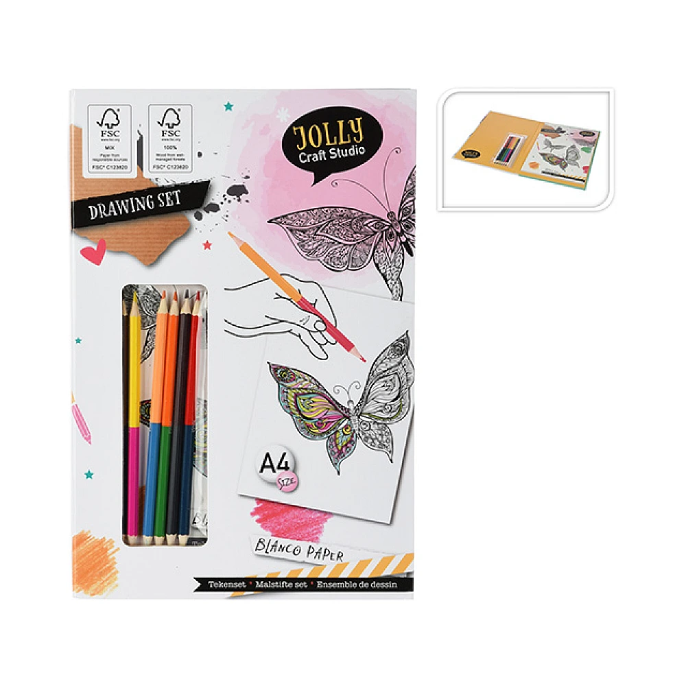 Album pentru desen A4, 20 coli + creioane colorate 6 buc