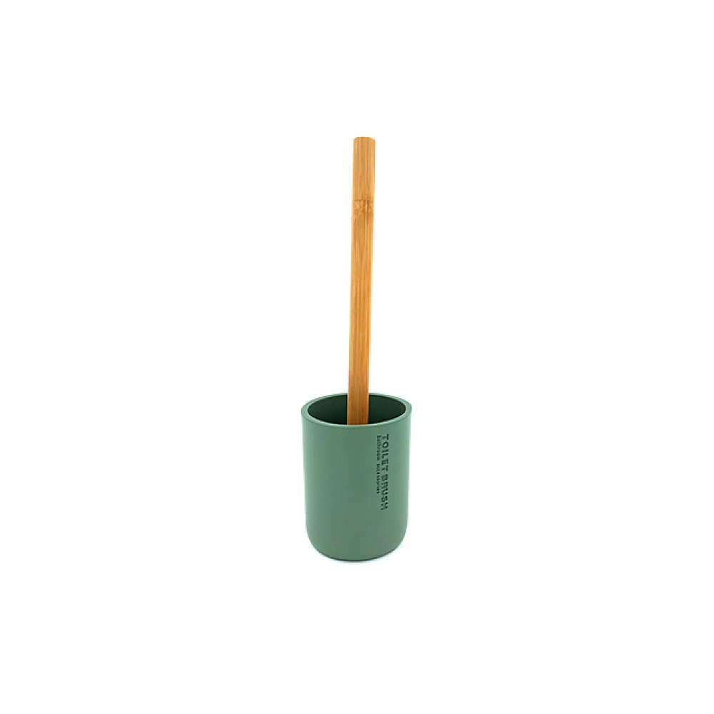 Perie WC cu suport Tendance Kaki mâner bambus, verde, din polirasină