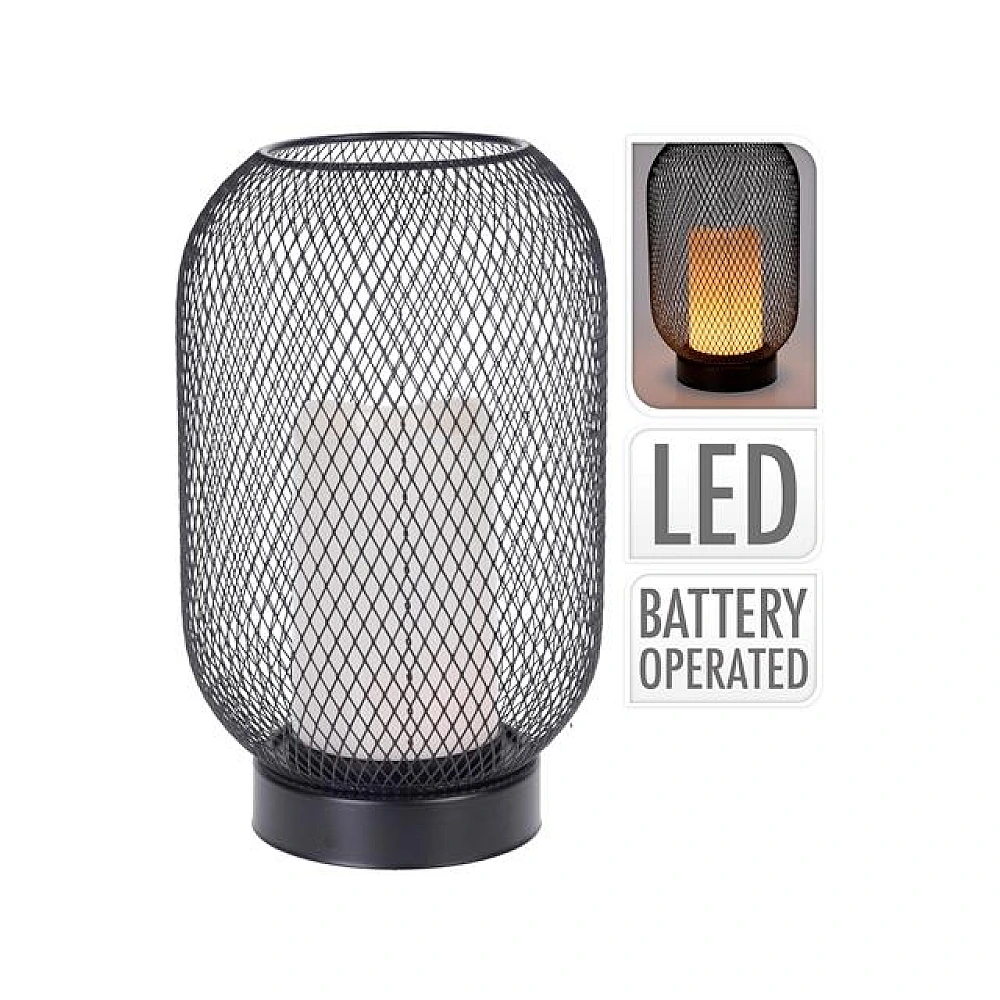 Felinar LED, 25cm, neagra, pe baterii, 3AA