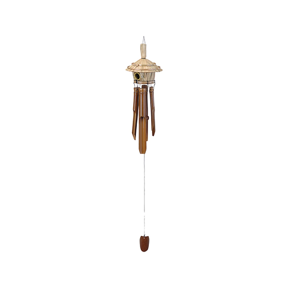 Clopoțel din bambus cu cuib pentru păsări H&S 16X45cm