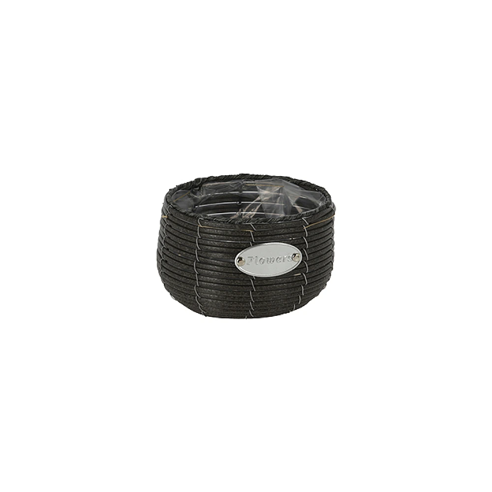 Ghiveci pentru flori D19cm, H13cm, ratan, grafit