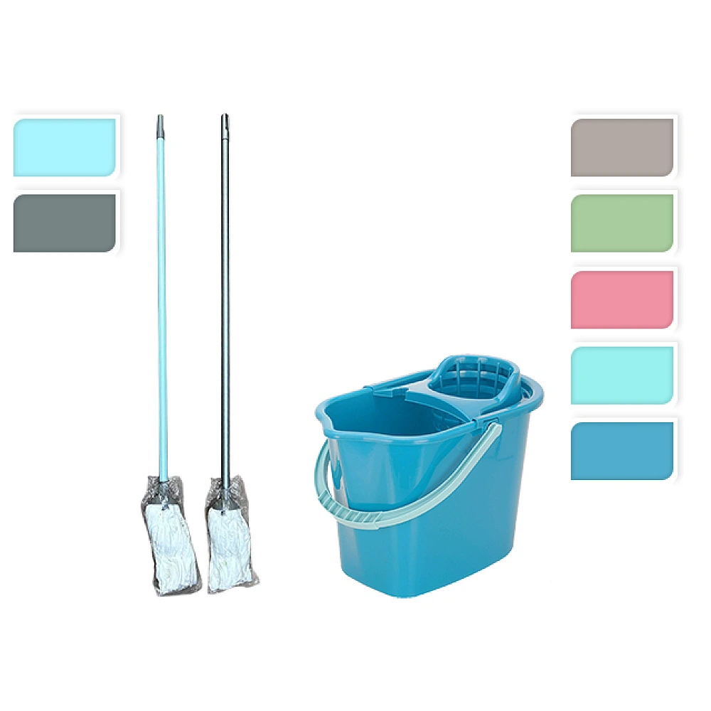 Statie de curatare (galeata cu storcator 10l si mop), 4culori