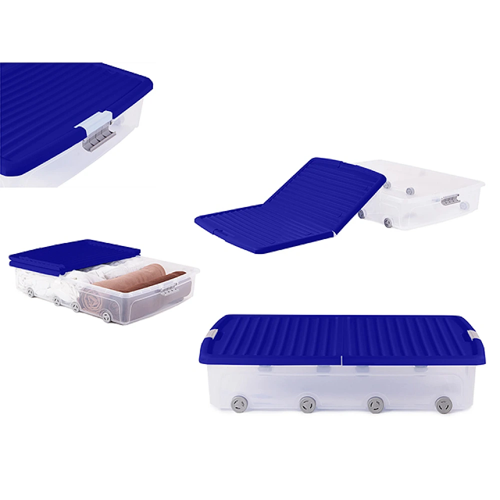 Cutie de depozitare sub pat KIS 55l, 79X58XH17cm, pe roti, indigo