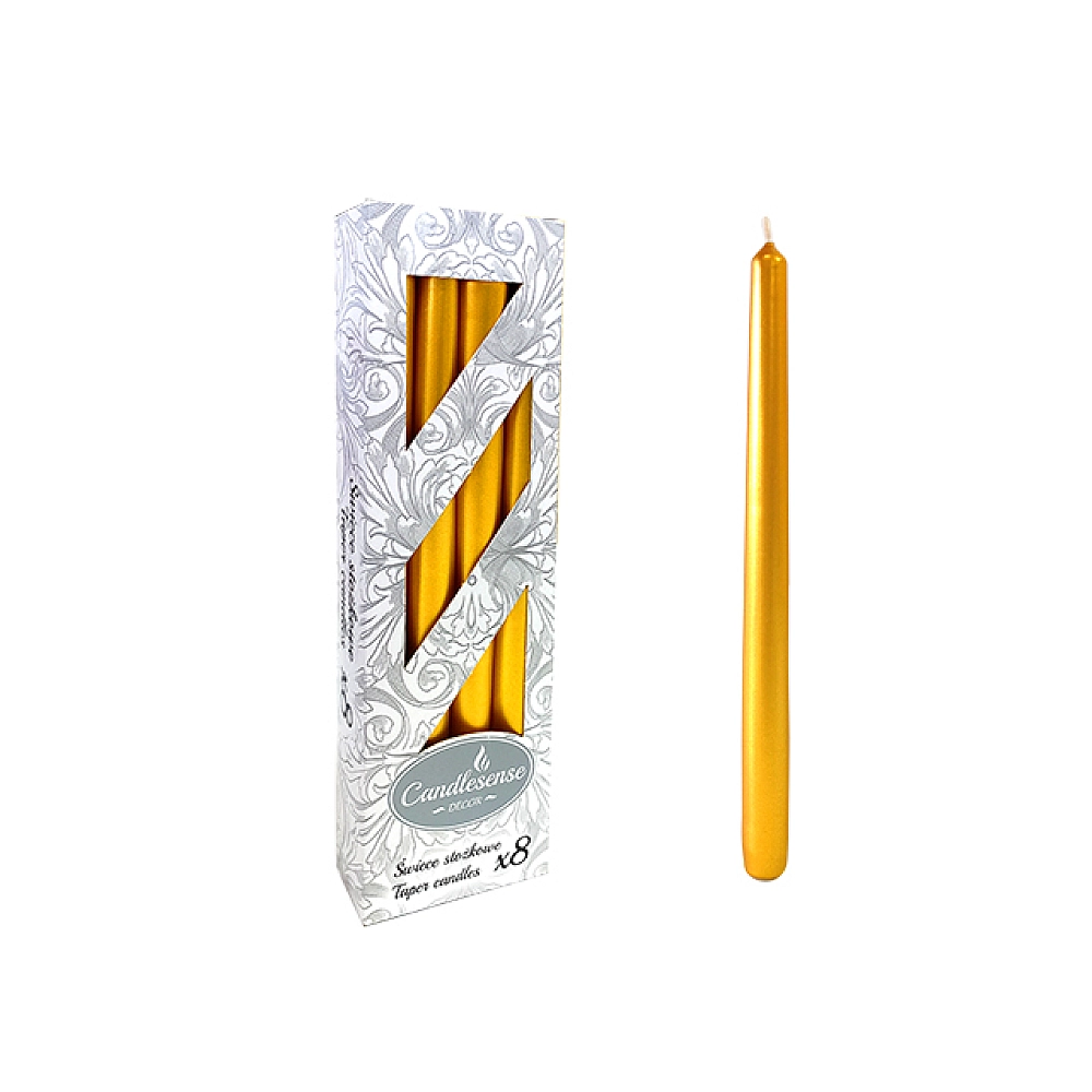 Set lumanari Decor 8buc, 24cm, 7ore, metalic aur