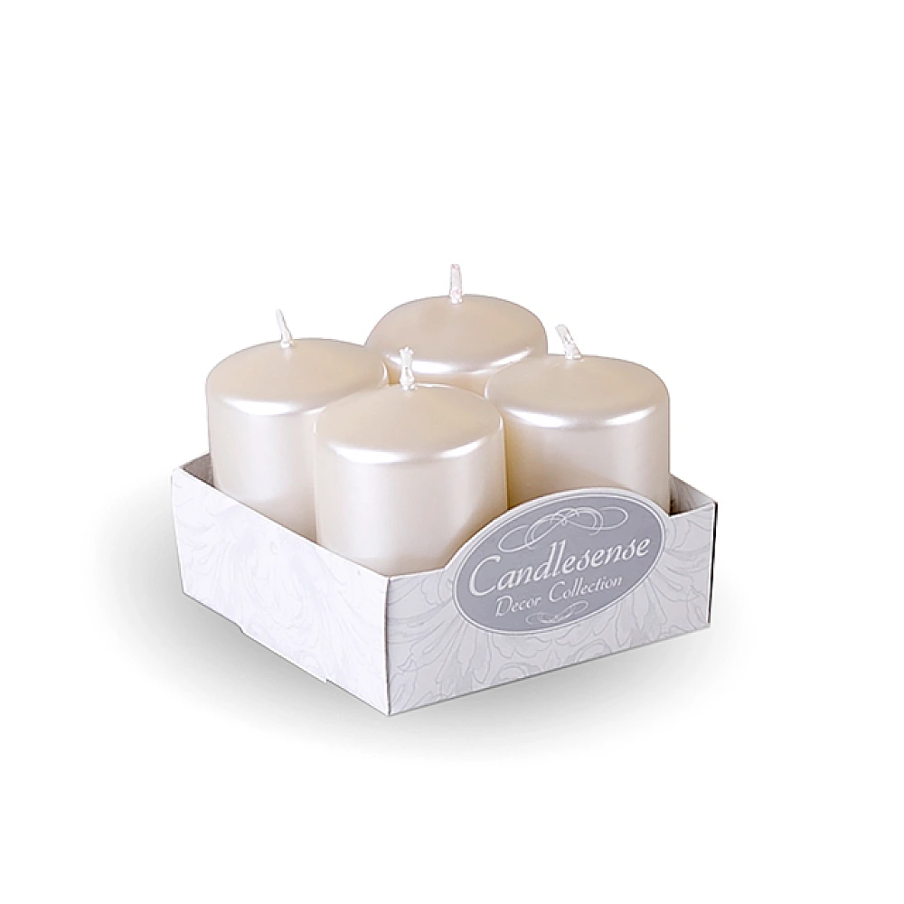 Set lumanari Decor 4buc, 4x6cm, 7-8ore, metalic perla