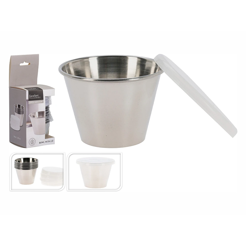 Set pentru aperitiv EH 8 unitati, boluri cu capac D6X4.5cm, inox