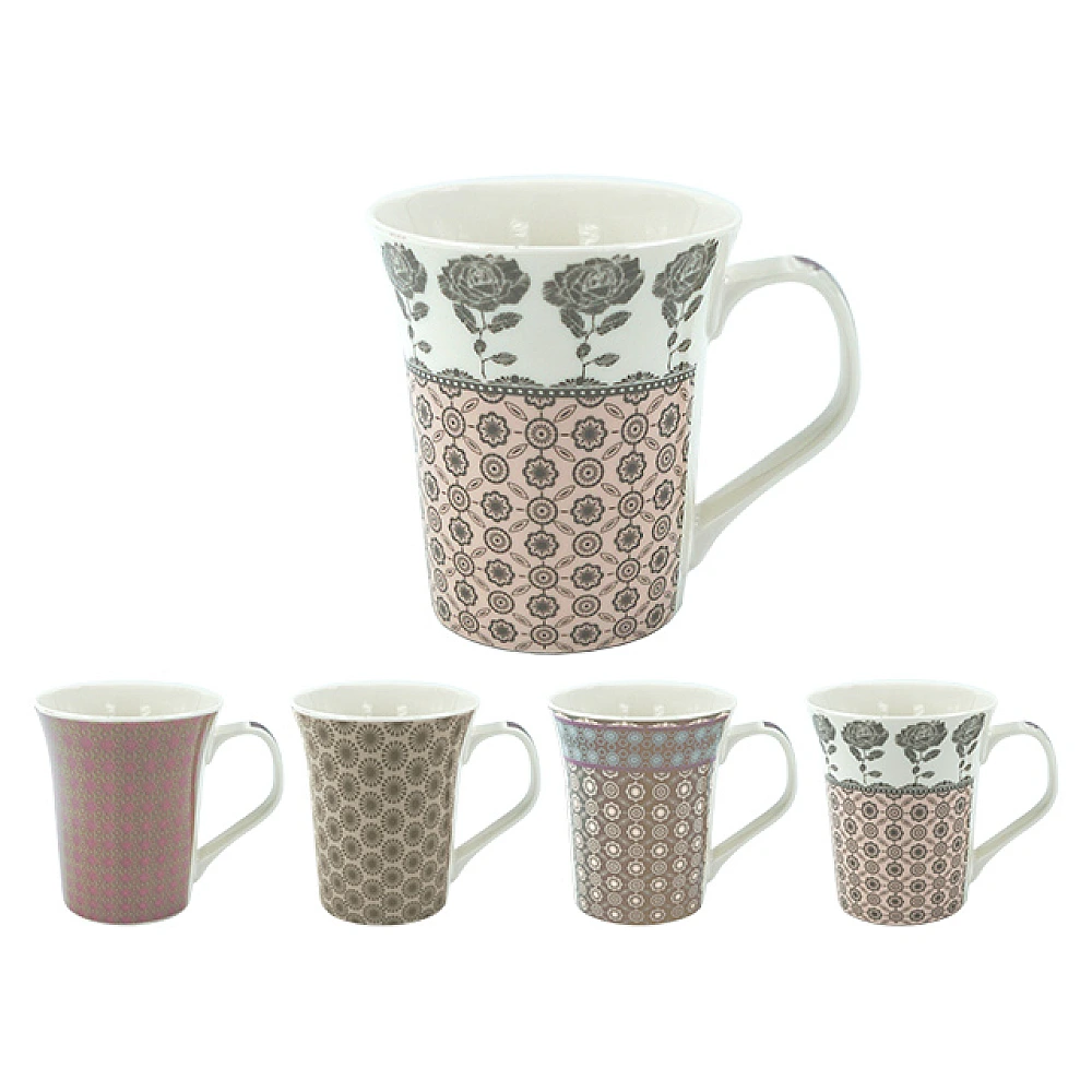 Cana 350ml cu cerculete/flori, ceramica