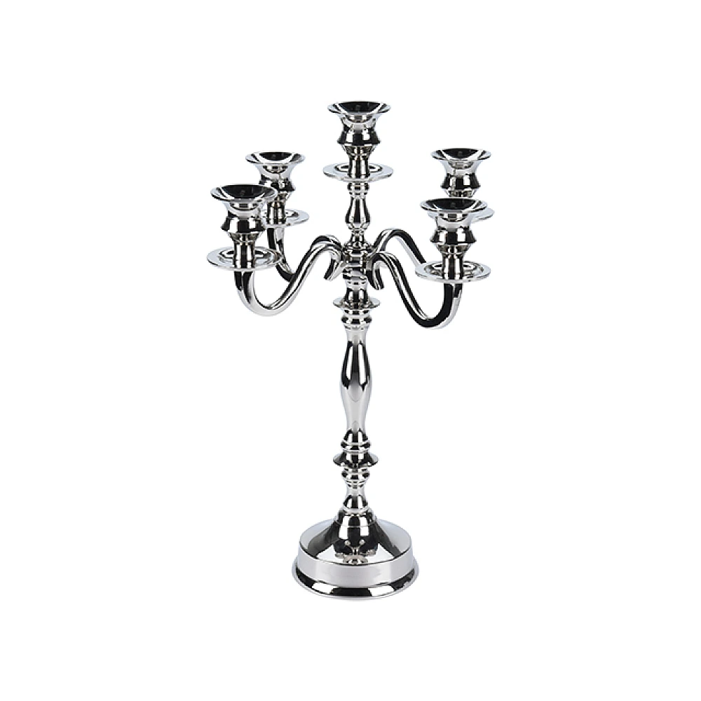 Sfesnic nichelat pentru 5 lumanari 39cm