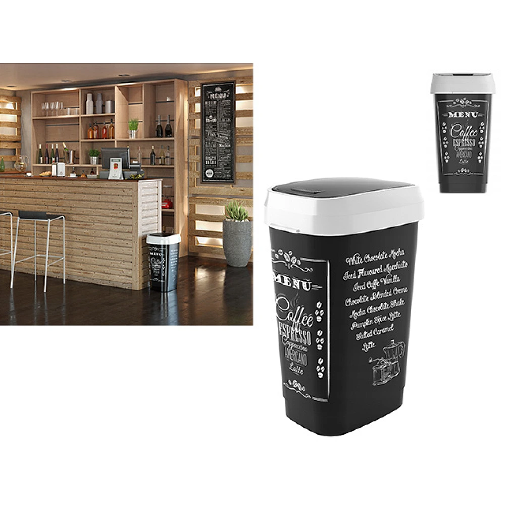 Cos pentru gunoi cu capac batant Dual Swing 31X42X62cm, 50l, Coffee