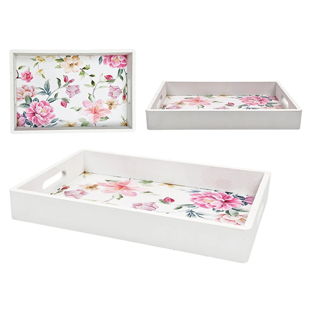 Tava de sevire Tognana Wild Rose 30X20X4 cm, cu manere, din lemn