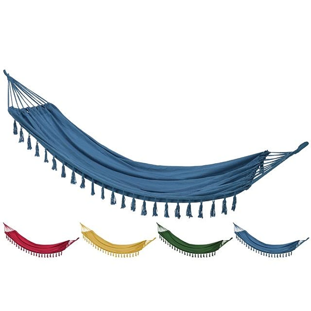 Hamac textil 200X100cm, cu franjuri, max 120kg, 4 culori
