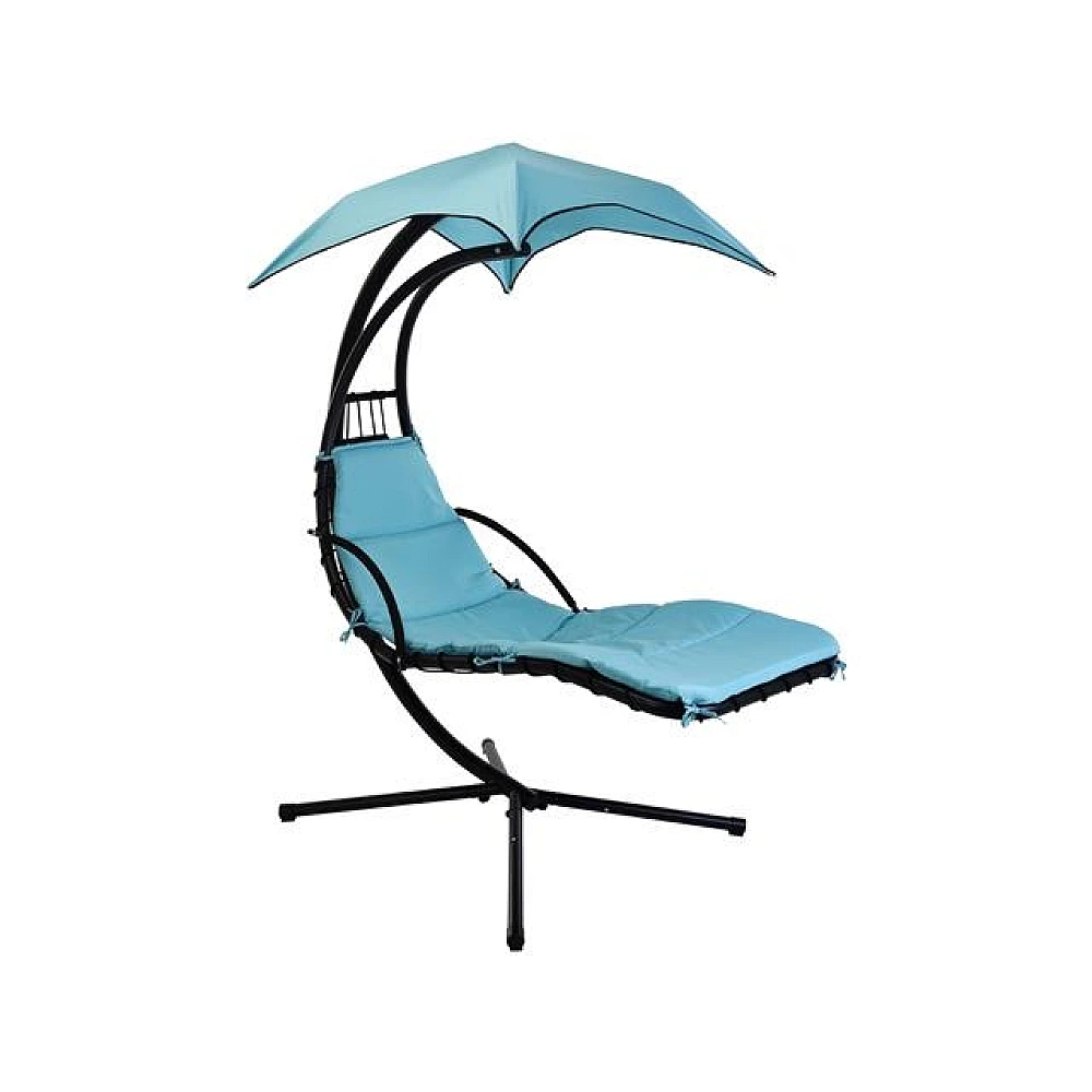 Scaun suspensie cu umrela din otel 210X188X114cm, bej, albastru