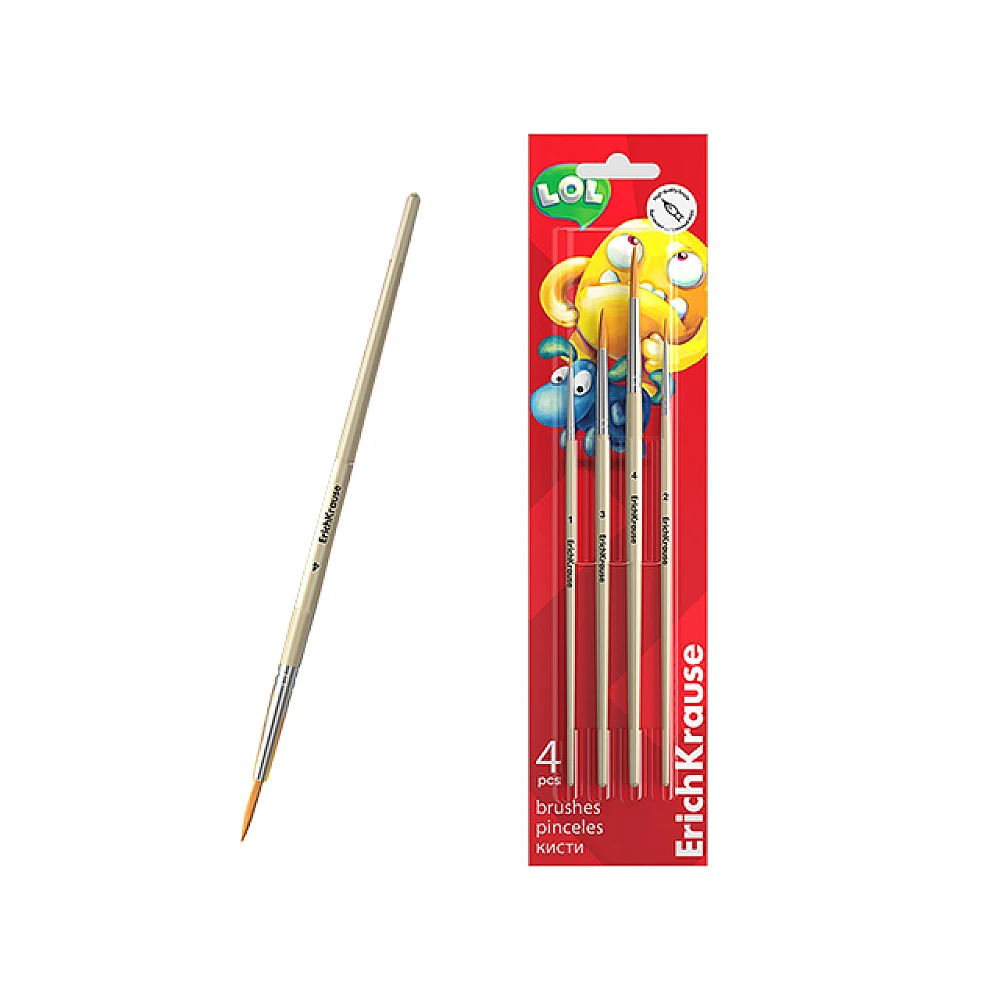 Pensule pentru desen ErichKrause, 4unit, sintetice