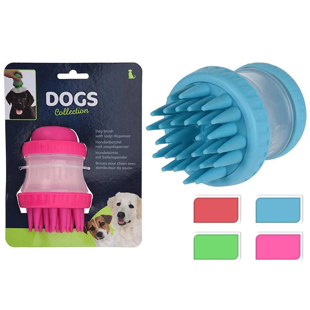 Perie de spalat cainii cu dozator pentru sampon D8, H11cm