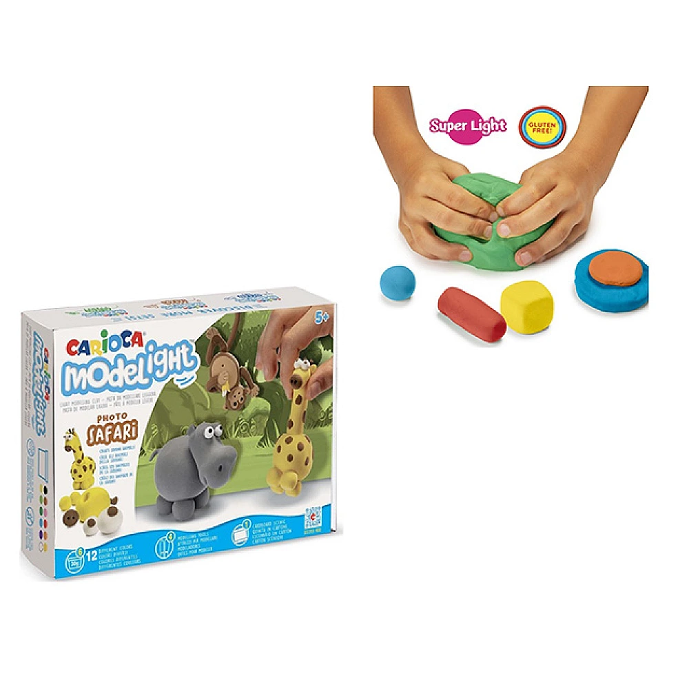 Set pentru modelare din lut Carioca Modelight Safari (accesorii) 12 culori