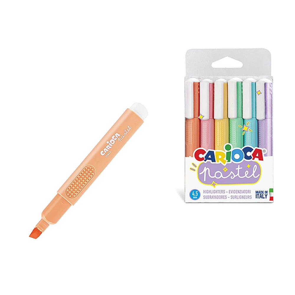 Set textmarkere 6buc Carioca Pastel, 4.5mm