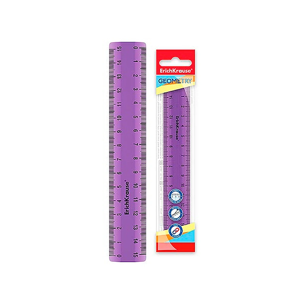 Rigla 15cm ErichKrause Standard, liliac, plastic