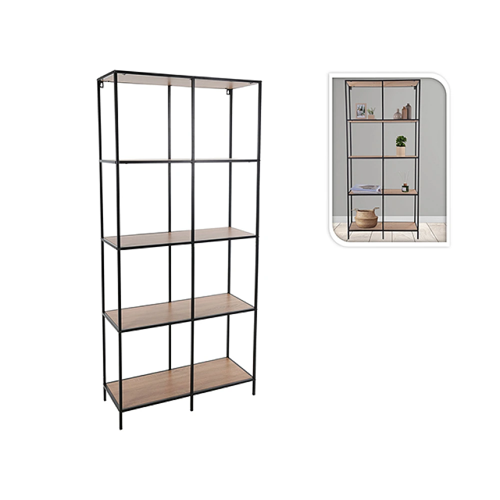 Raft cu 5 polite 78X30X170cm metal/MDF, natural