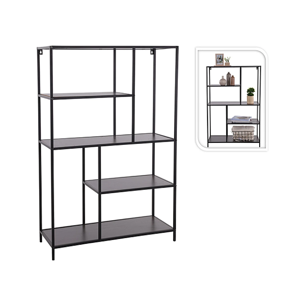 Raft cu 5 polite 76X30X116cm metal/MDF, maro