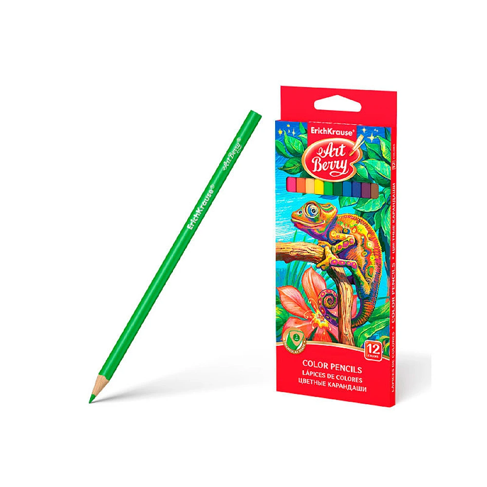 Set de creioane colorate 12buc ErichKrause ArtBerry, lemn