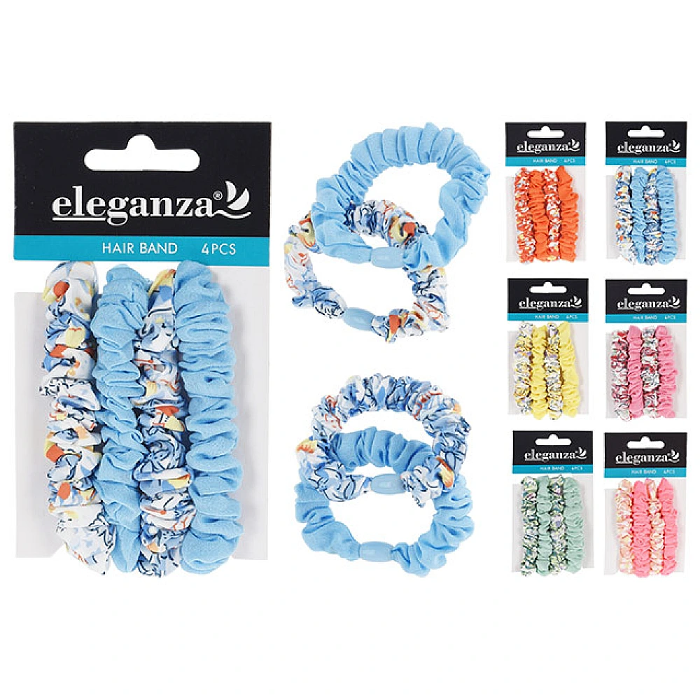 Set elastice pentru par Eleganza 4buc. 6.8cm, poliester