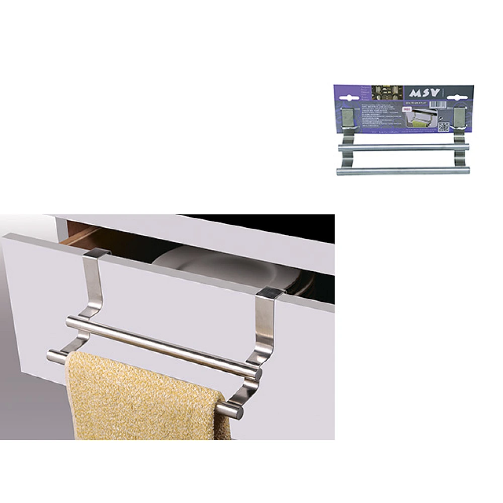 Suport dublu pentru prosoape pe usa MSV 21X10cm, inox
