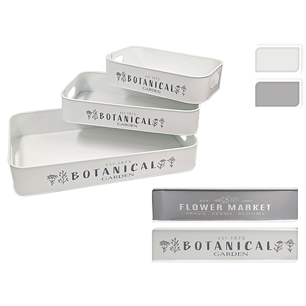 Set tăvi metal ProGarden 3buc: 50X30cm,40X25cm,33X20cm, alb