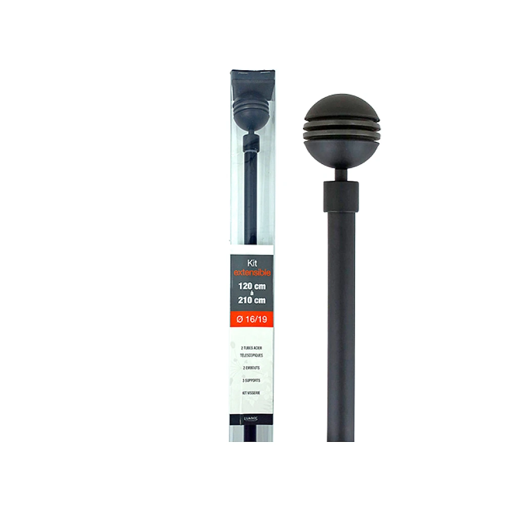 Tija glisanta pentru perdea 120-210cm D16/19mm Luance, negru/zenit