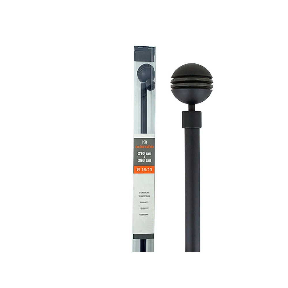 Tija glisanta pentru perdea 210-380cm D16/19mm Luance, negru/zenit