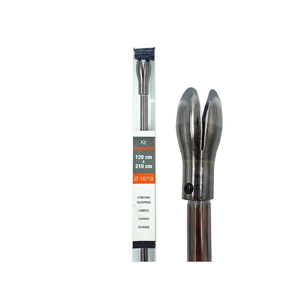 Tija glisanta pentru perdea 120-210cm D16/19mm Luance, grafit