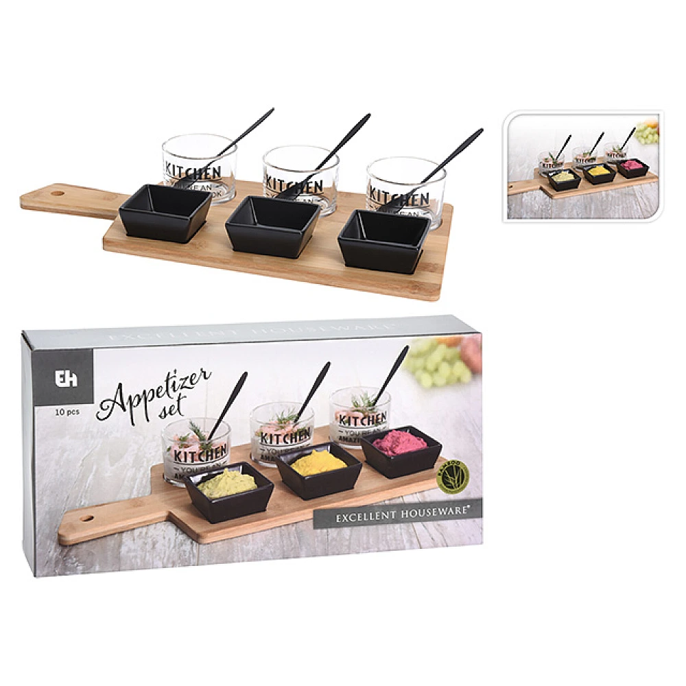 Set Sushi EH 10buc, ceramica/sticla/bambus