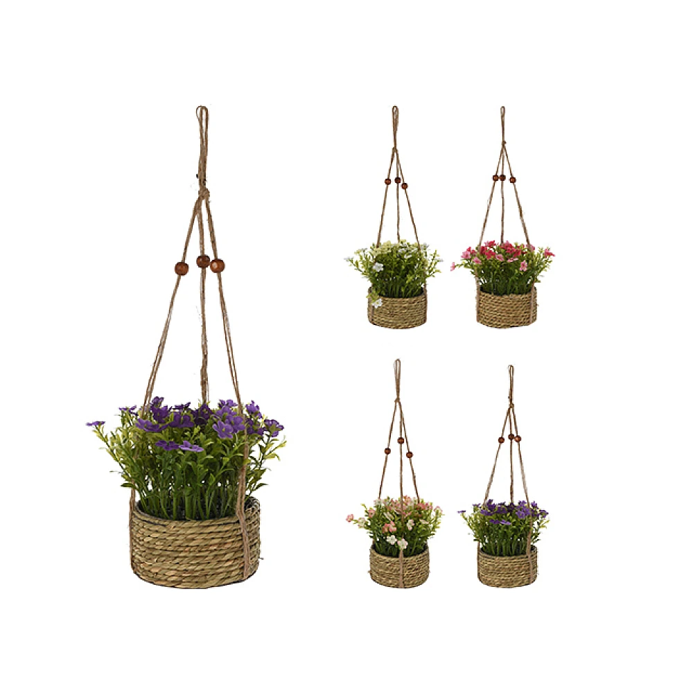 Flori artificiale in ghiveci suspendabila D18cm, H15cm, 4 modele