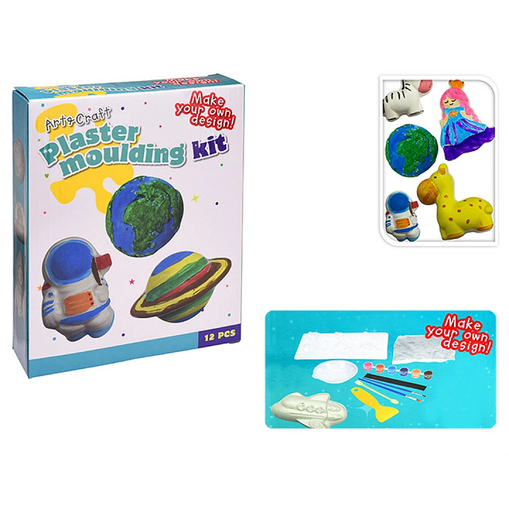 Set pentru sculptat: gips, forme, periute si recipiente de vopsea