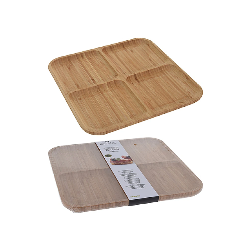Platou de servire EH 4 compartimente 30X30X1.8cm, din lemn