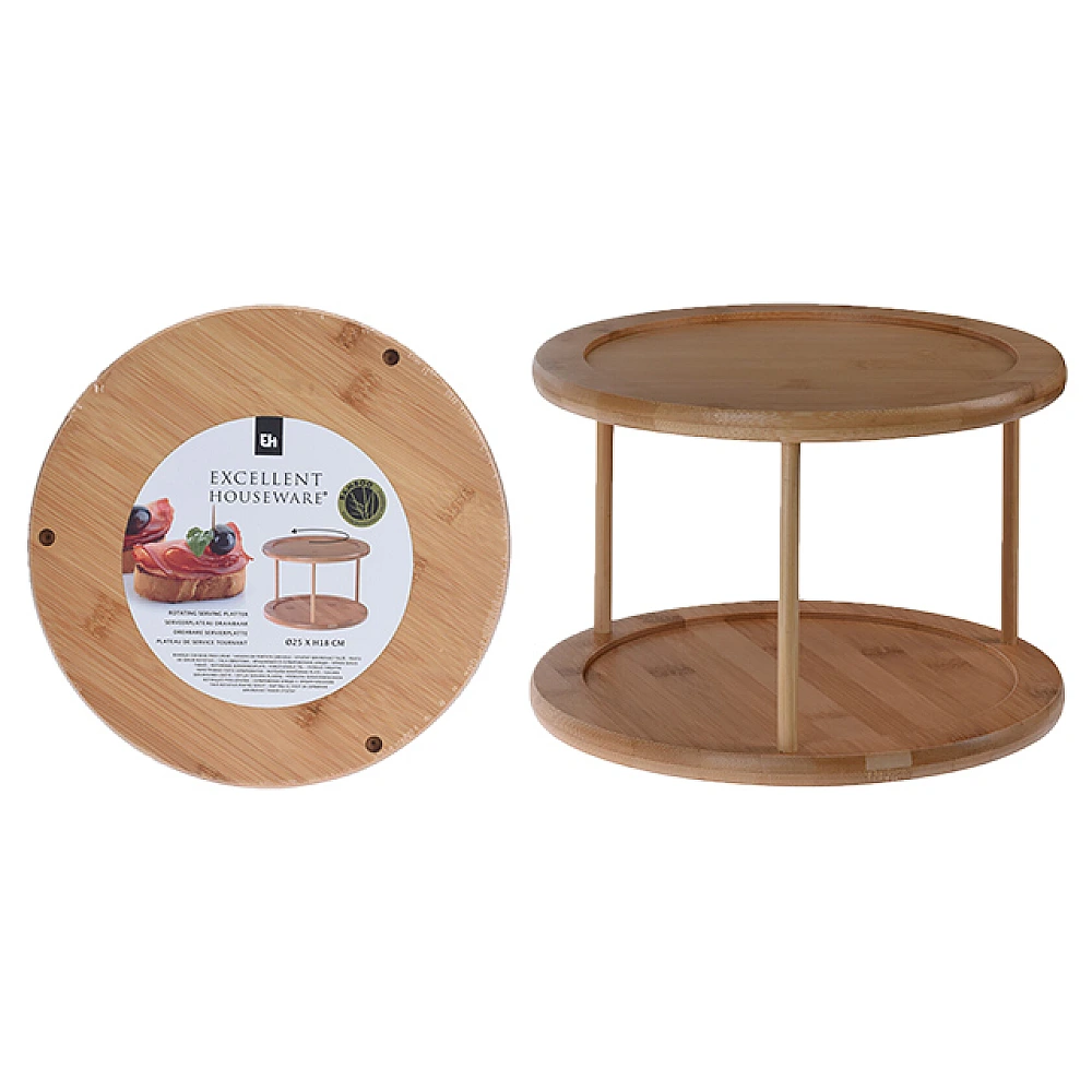 Suport de servire 2 nivele D25cm, H17.5cm, bambus