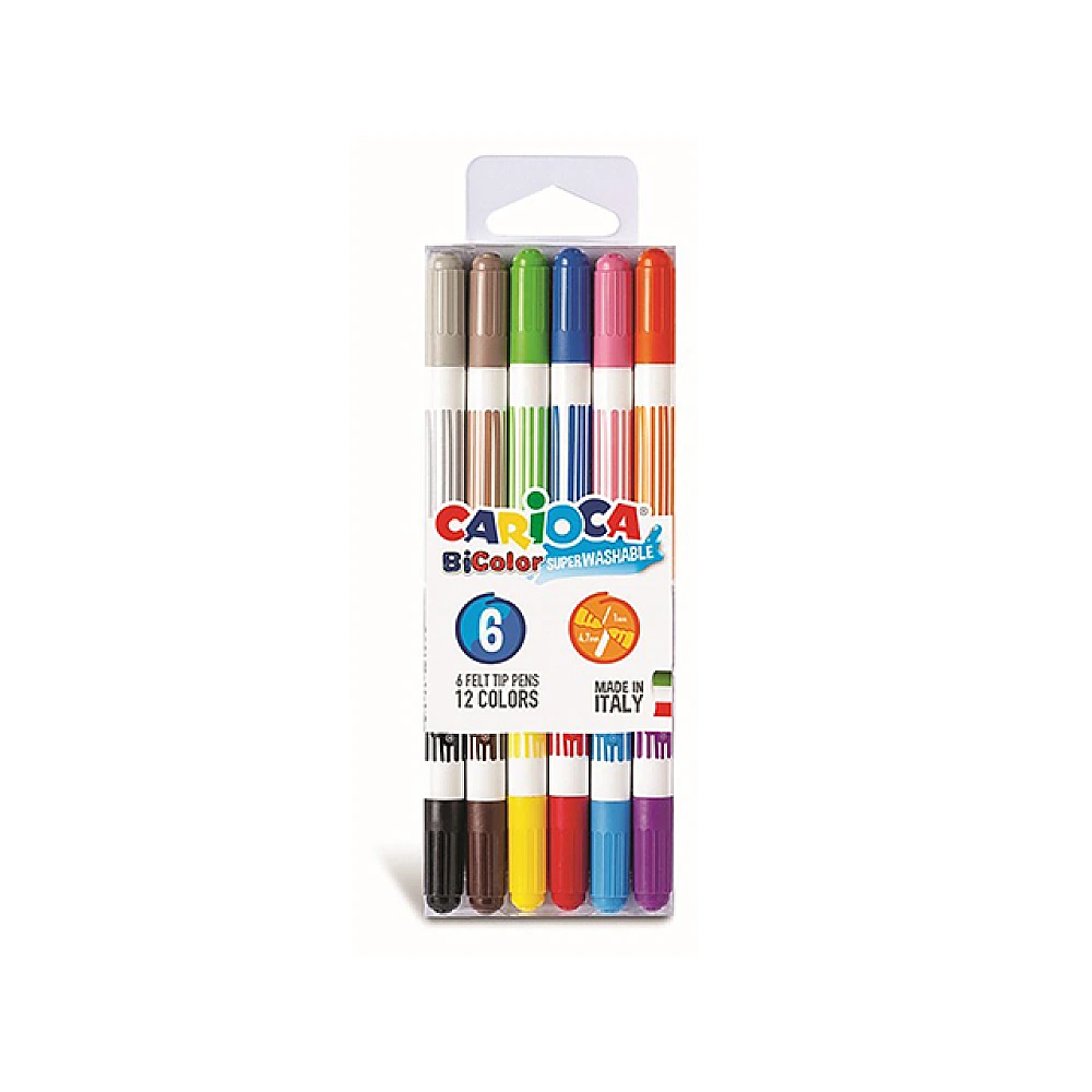 Set de marker-e duble Carioca Bi-Color, 6 buc, 12 culori