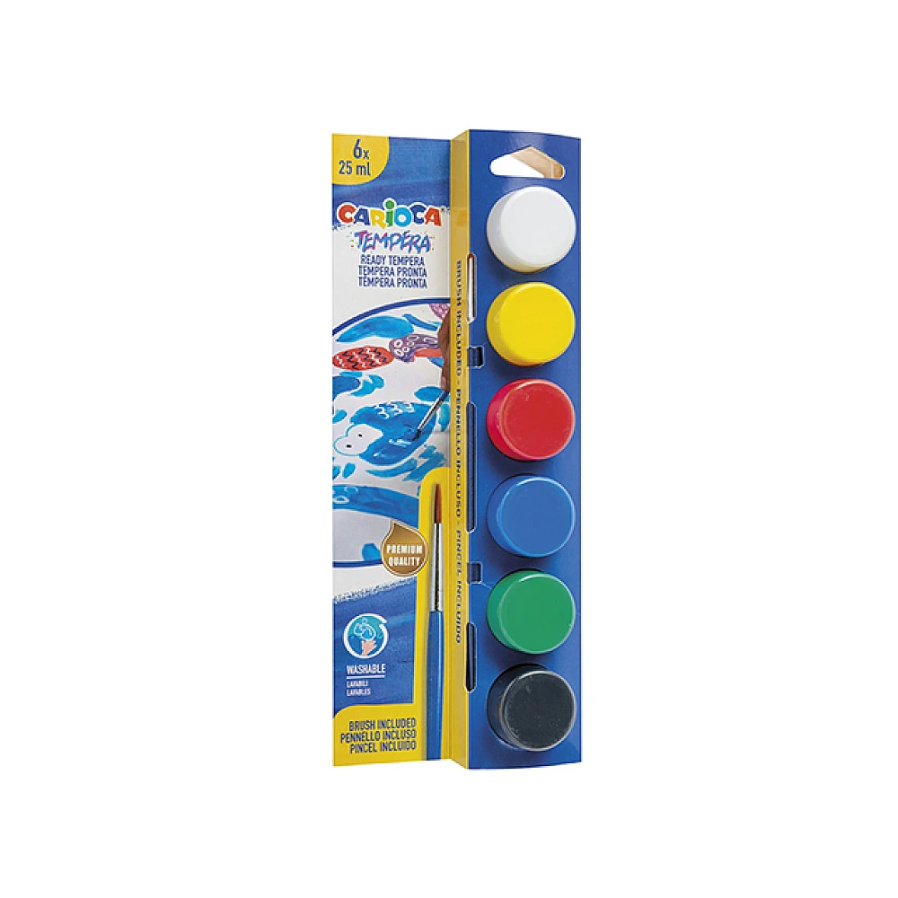Acuarela tempera Carioca  6 culX25 ml + pensulă